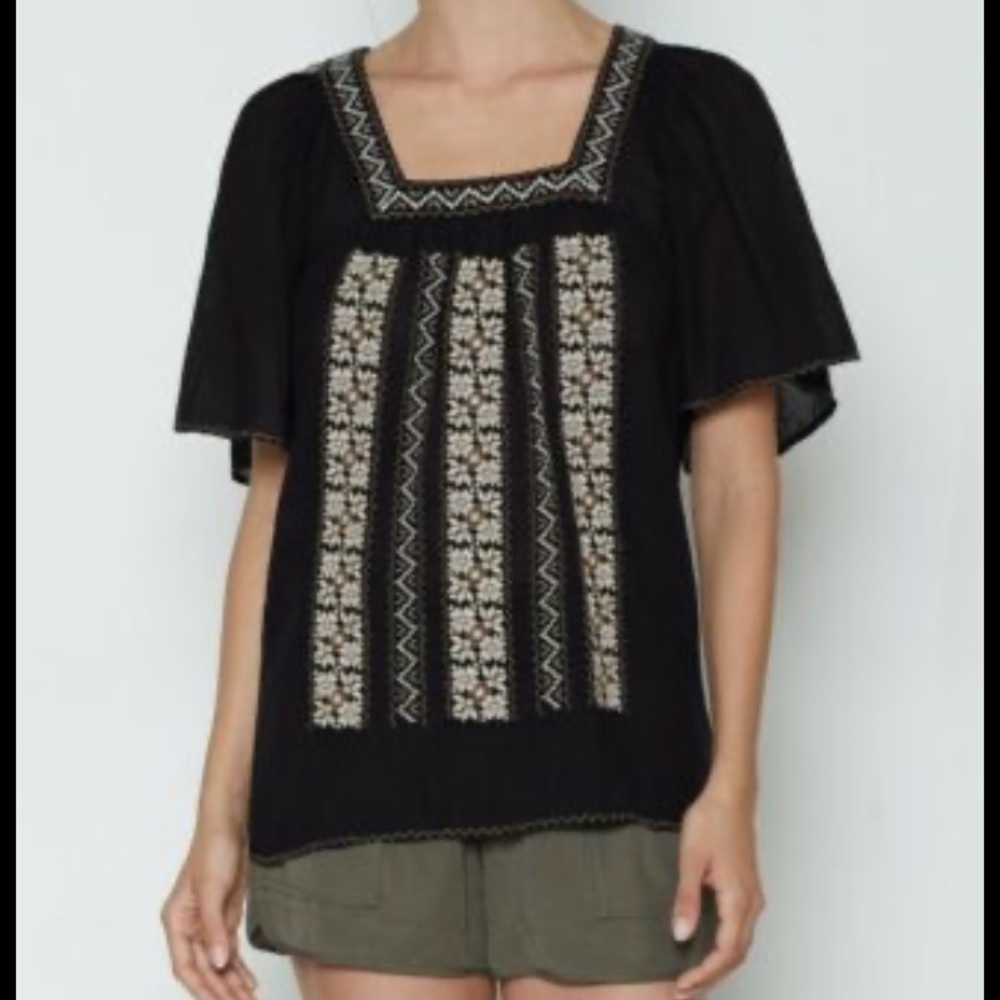 JOIE embroidered Tahoma gauze top